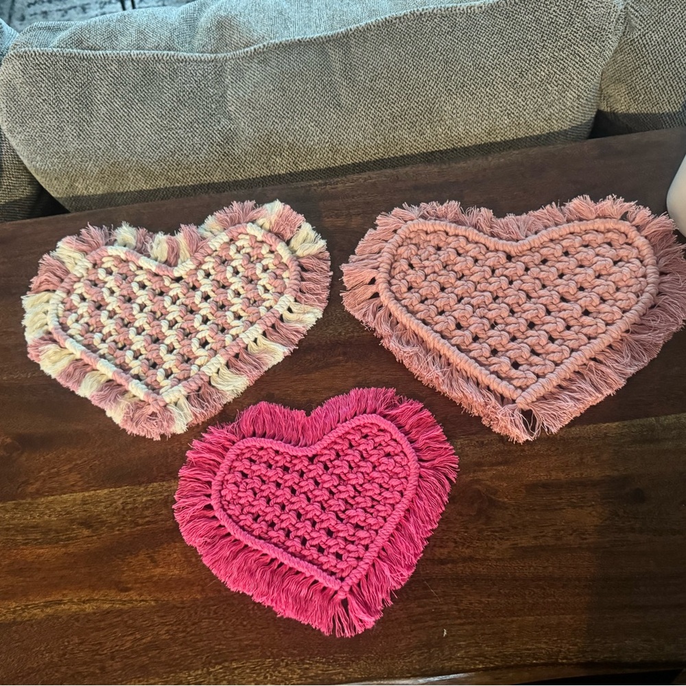 Handmade Macrame Hearts